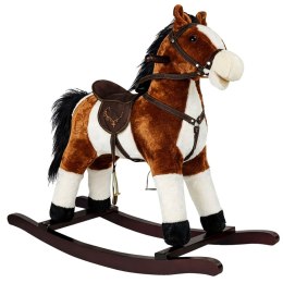 Koń Na Biegunach Rusza Pyskiem Ogonem Dźwięki Ciemnobrązowy 74 cm LEAN Toys