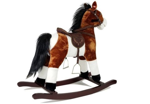 Koń Na Biegunach Rusza Pyskiem Ogonem Dźwięki Ciemnobrązowy 74 cm LEAN Toys