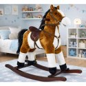 Koń Na Biegunach Rusza Pyskiem Ogonem Dźwięki Jasnobrązowy 74 cm LEAN Toys