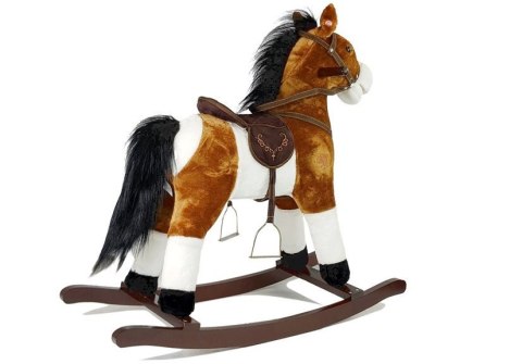 Koń Na Biegunach Rusza Pyskiem Ogonem Dźwięki Jasnobrązowy 74 cm LEAN Toys