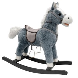 Koń Na Biegunach Siodło Stopki Bujak Dźwięki Szary 74 cm LEAN Toys
