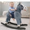 Koń Na Biegunach Siodło Stopki Bujak Dźwięki Szary 74 cm LEAN Toys