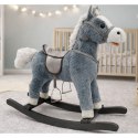 Koń Na Biegunach Siodło Stopki Bujak Dźwięki Szary 74 cm LEAN Toys