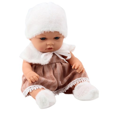 Lalka Bobas Beżowa Sukienka Czapka Kołnierzyk Skarpetki LEAN Toys