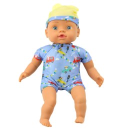 Lalka Bobas Niebieskie Ubranko z Wzorami Czapeczka z Uszami 31cm LEAN Toys