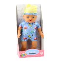 Lalka Bobas Niebieskie Ubranko z Wzorami Czapeczka z Uszami 31cm LEAN Toys