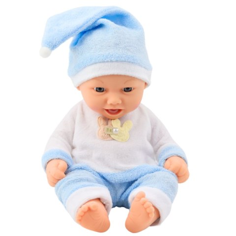 Lalka Bobas W Niebieskiej Piżamce Czapeczka z Pomponem LEAN Toys