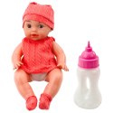 Lalka Bobas Z Butelką Do Karmienia Różowe Ubranko Dźwięki 30cm LEAN Toys