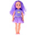 Lalka W Sukience z Koroną Długie Włosy Fioletowa Szczotka 38cm LEAN Toys