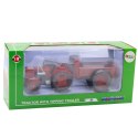 Metalowy Traktor Rolniczy Z Przyczepą Czerwony 1:18 LEAN Toys