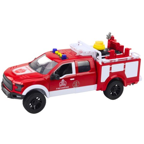 Samochód Strażacki Gaśniczy Woda Światła Dźwięki Biało Czerwony 1:12 LEAN Toys