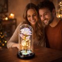 Wieczna Róża W Kopule Kryształowa Kolorowa Oświetlenie LED 21x11cm LEAN