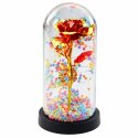 Wieczna Róża W Kopule Kryształowa Oświetlenie LED Kuleczki Czerwona 21x11cm LEAN