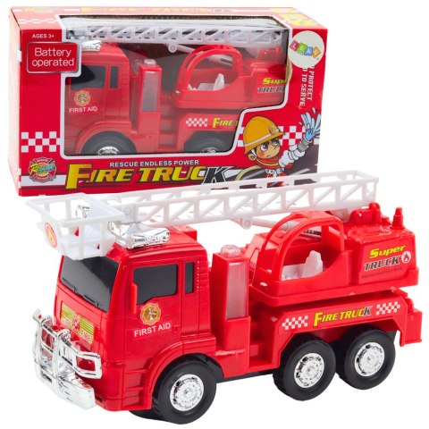 Wóz Strażacki Straż Pożarna Drabina Ruchoma Światła Dźwięki LEAN Toys