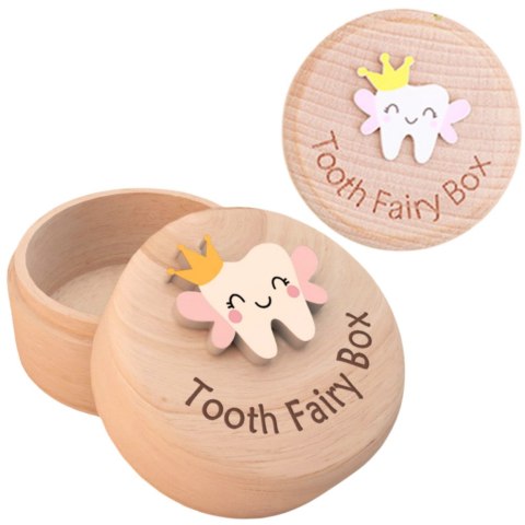 Drewniane Pudełko Na Zęby Mleczne Dla Dzieci Z Grawerem Tooth Fairy Box LEAN