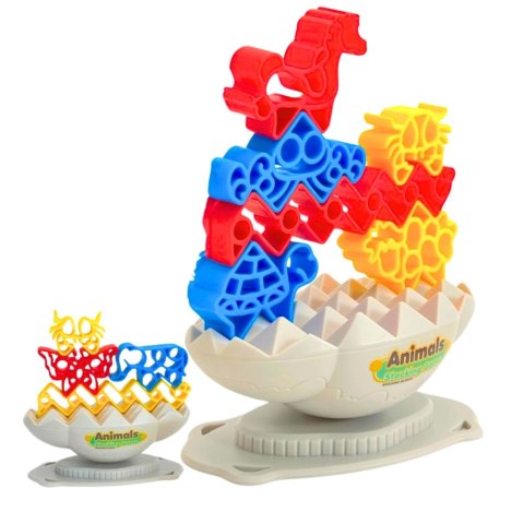 Gra Zręcznościowa Balansująca Wieża Kamień Zwierzęta Klocki Kolorowe LEAN Toys