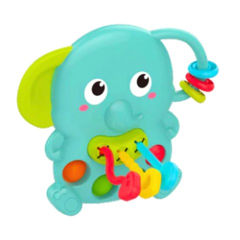 Grzechotka Słonik Zielony Sensoryczny Ruchome Elementy LEAN Toys