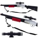 Karabin Strzelba Rekwizyt Pasek Na Ramię Luneta Czarny Dźwięki 65cm LEAN TOYS
