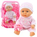 Lalka Bobas W Nosidełku Piżamka Czapeczka Smoczek Różowe LEAN Toys