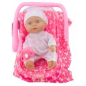 Lalka Bobas W Nosidełku Piżamka Czapeczka Smoczek Różowe LEAN Toys