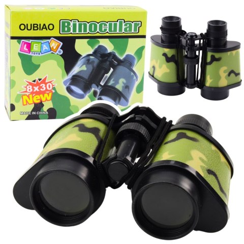 Lornetka Dla Dzieci Mała Poręczna Sznurek Kamuflaż Moro 8x30 LEAN TOYS