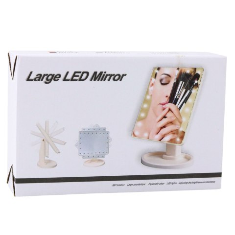 Lusterko Kosmetyczne 16 Diod LED Z Podstawką Regulacja Różowe LEAN Toys