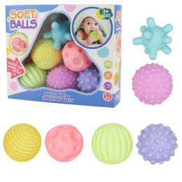 Piłki Sensoryczne Dla Dzieci Edukacyjne Miękkie Kolorowe 6szt LEAN Toys