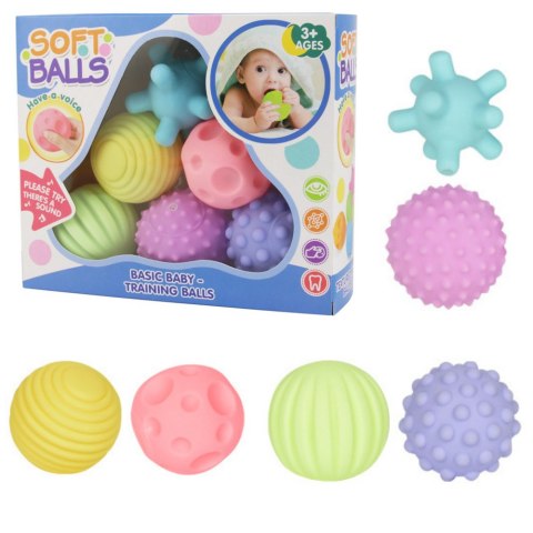 Piłki Sensoryczne Dla Dzieci Edukacyjne Miękkie Kolorowe 6szt LEAN Toys