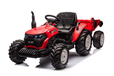 Traktor Na Akumulator HC-306 Czerwony Z Przyczepą 24V LEAN CARS