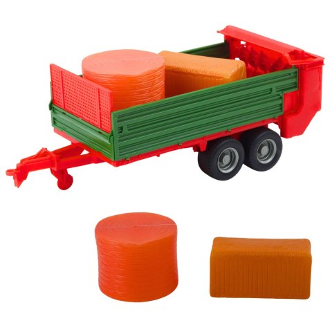 Traktor Rolniczy Farmerski Z Zieloną Przyczepą i Sianem Czerwony 62cm LEAN Toys