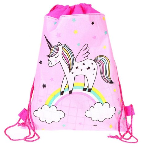 Worek Szkolny Na Buty Strój Gimnastyczny Jednorożec Na Tęczy Różowy 35x27cm LEAN