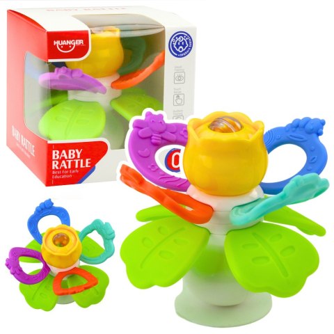 Zabawka Sensoryczna Dla Malucha Kwiatek Obrotowy Z Gryzakami i Przyssawką LEAN Toys