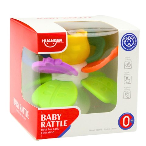 Zabawka Sensoryczna Dla Malucha Kwiatek Obrotowy Z Gryzakami i Przyssawką LEAN Toys