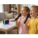 Zestaw Do Karaoke Głośnik Dwa Mikrofony Światła LED Czarny LEAN