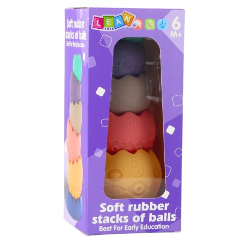 Zestaw Edukacyjny Miękkie Jajka Piłki Z Cyframi Sensoryczne Wieża 6 szt. LEAN Toys