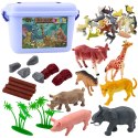 Zestaw Figurek Domowe Dzikie Zwierzęta Rośliny Kufer 58el LEAN Toys