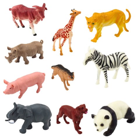 Zestaw Figurek Domowe Dzikie Zwierzęta Rośliny Kufer 58el LEAN Toys