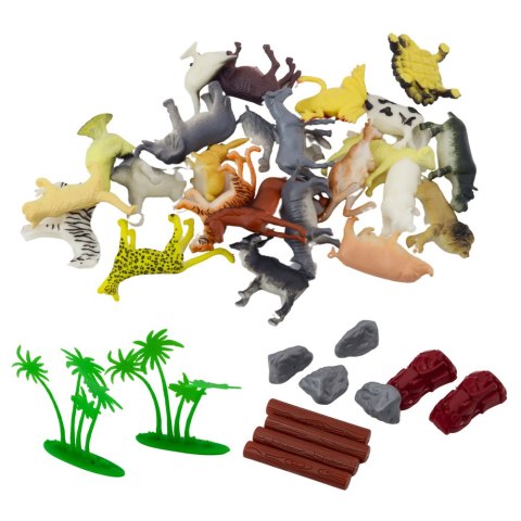 Zestaw Figurek Domowe Dzikie Zwierzęta Rośliny Kufer 58el LEAN Toys