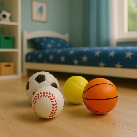 Zestaw Piłki Piłeczki Sportowe Piankowe Do Odbijania Rzucania 6cm 4 szt. LEAN TOYS