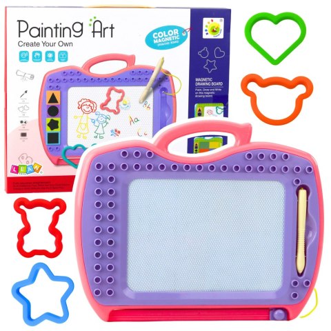 Znikopis Tablica Magnetyczna Z Suwakiem Stempelki Wzory Różowa LEAN Toys