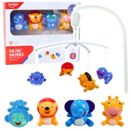 Karuzela Do Łóżeczka Zwierzątka Lew Słonik Żyrafa Dźwięk LEAN Toys