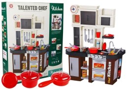 Kuchnia Interaktywna Dla Dzieci Lodówka Okap Kran z Wodą Akcesoria 58 el. LEAN Toys
