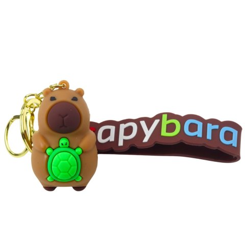 Brelok Figurka Kapibara Z Żółwiem Zawieszka Karabińczyk Kółko LEAN TOYS
