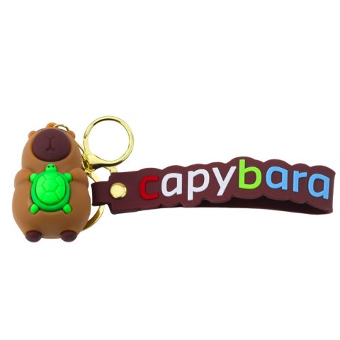 Brelok Figurka Kapibara Z Żółwiem Zawieszka Karabińczyk Kółko LEAN TOYS