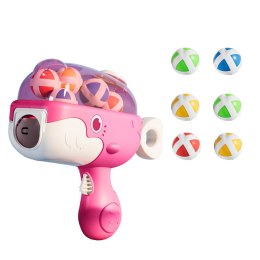 Pistolet Na Kulki Z Rzepem Tarcza Materiałowa Wieloryb Różowy LEAN Toys