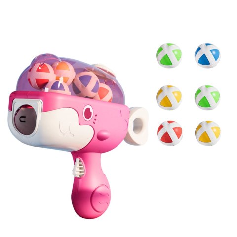 Pistolet Na Kulki Z Rzepem Tarcza Materiałowa Wieloryb Różowy LEAN Toys