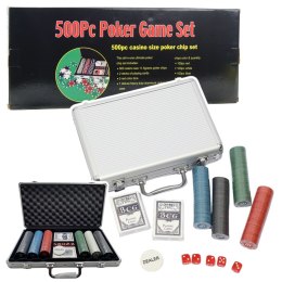 Zestaw Do Gry W Pokera Profesjonalny Aluminiowa Walizka 500 el. LEAN Toys