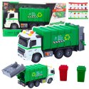Ciężarówka Śmieciarka Pojemnik Na Śmieci Światła Dźwięki Zielona 1:16 LEAN Toys