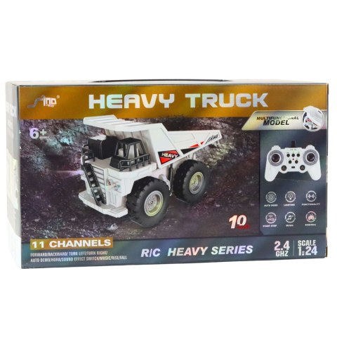Ciężarówka Wywrotka Zdalnie Sterowana RC Światła Dźwięki Biała 1:24 LEAN Toys