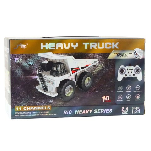 Koparka Gąsienicowa Zdalnie Sterowana RC Światła Dźwięki Biała 1:24 LEAN Toys
